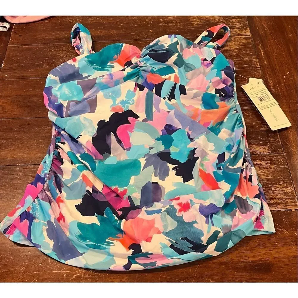 Profile by Gottex Women’s Holi Plus Size Abstract Floral Print Tankini -22W